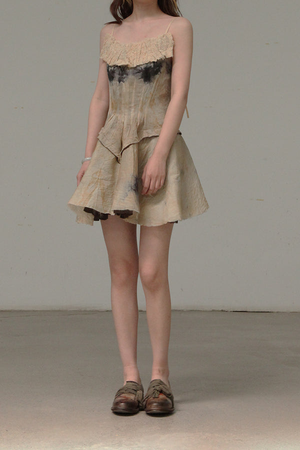 Mutedance Flower Dye Sling Waist Dress MD-MD21SS74-DHR Short Flower Dye PM4